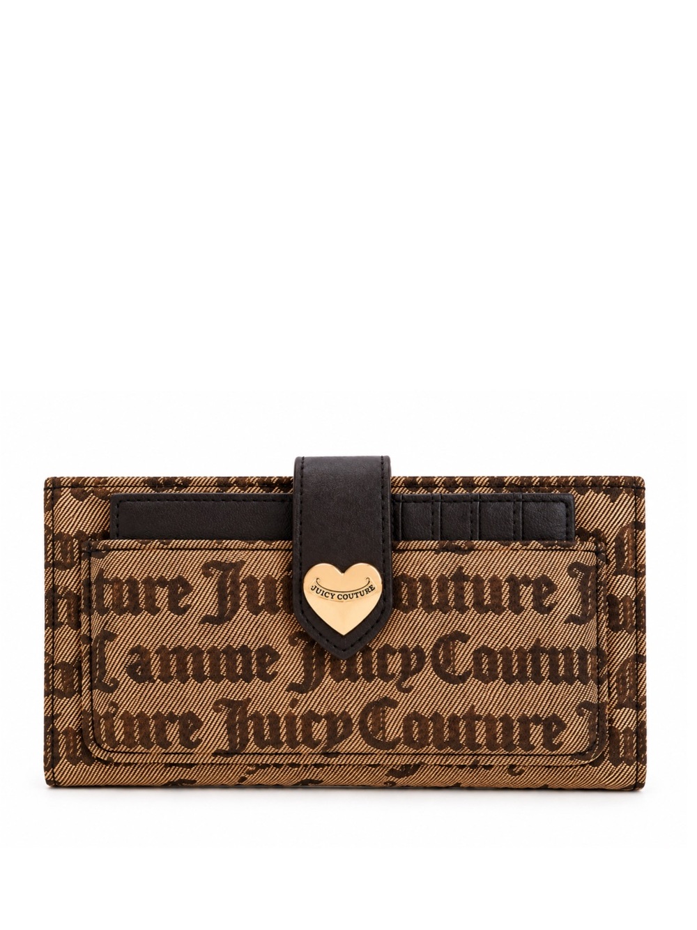 Juicy Couture Monogram Heart Wallet Brown Beige Gold NWT